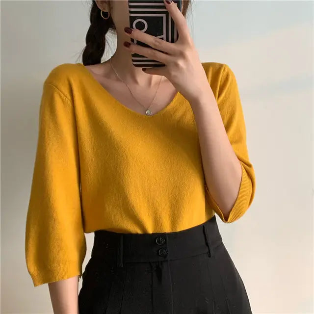 Aprikosenfarbenes Damenshirt - Mila