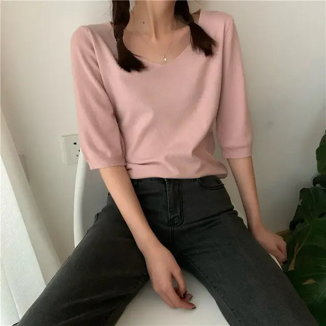 Aprikosenfarbenes Damenshirt - Mila