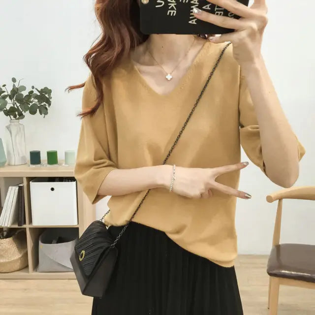 Aprikosenfarbenes Damenshirt - Mila