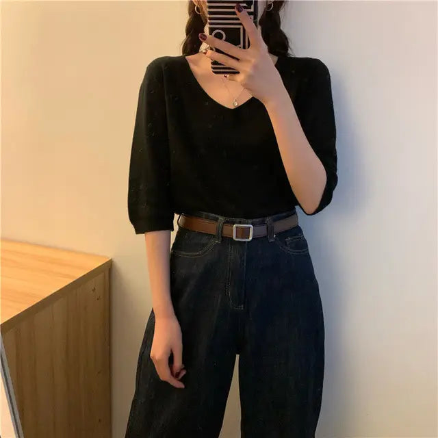 Aprikosenfarbenes Damenshirt - Mila