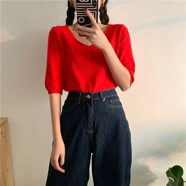 Aprikosenfarbenes Damenshirt - Mila