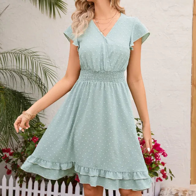 Blaues Blumen-Midikleid - Rebekah