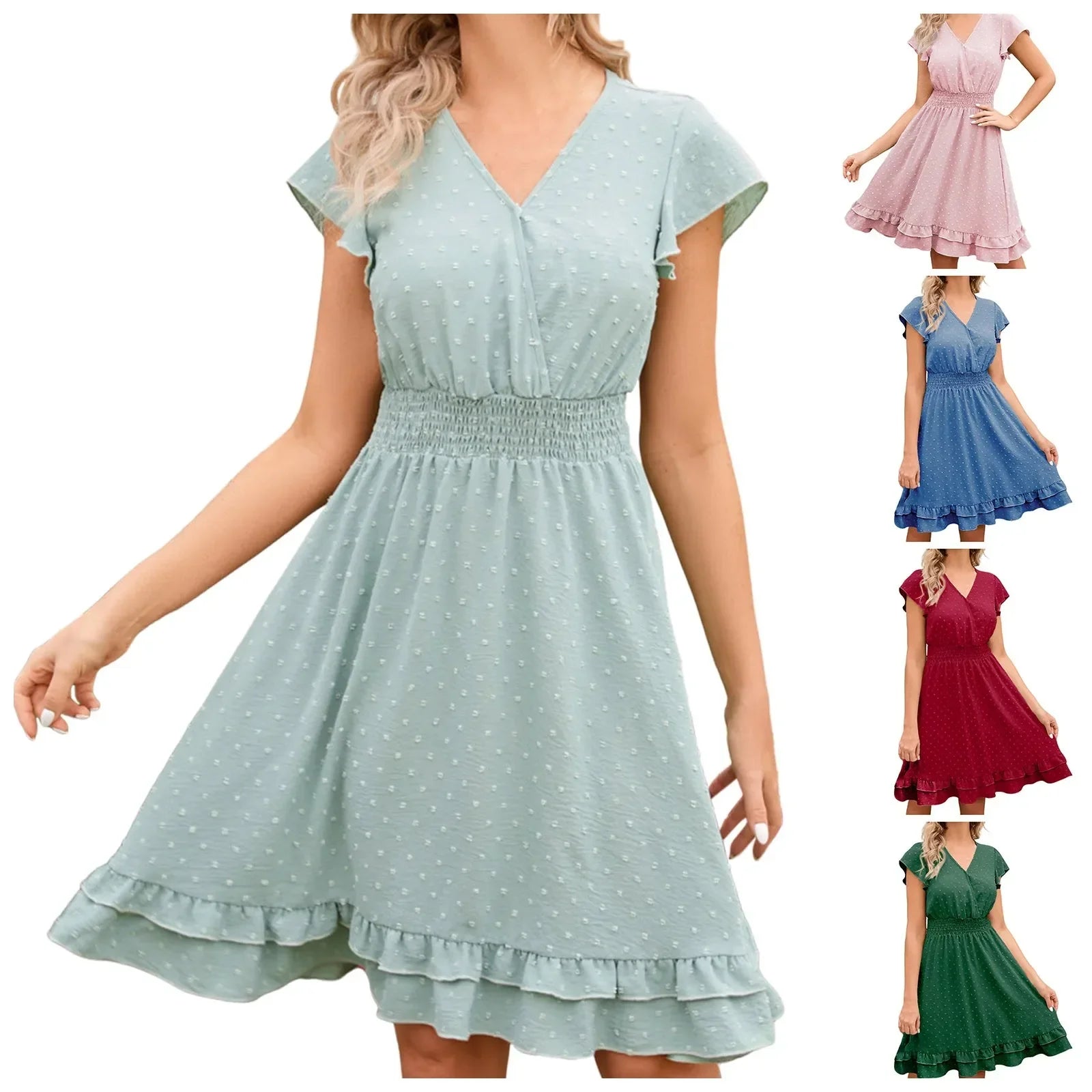 Blaues Blumen-Midikleid - Rebekah
