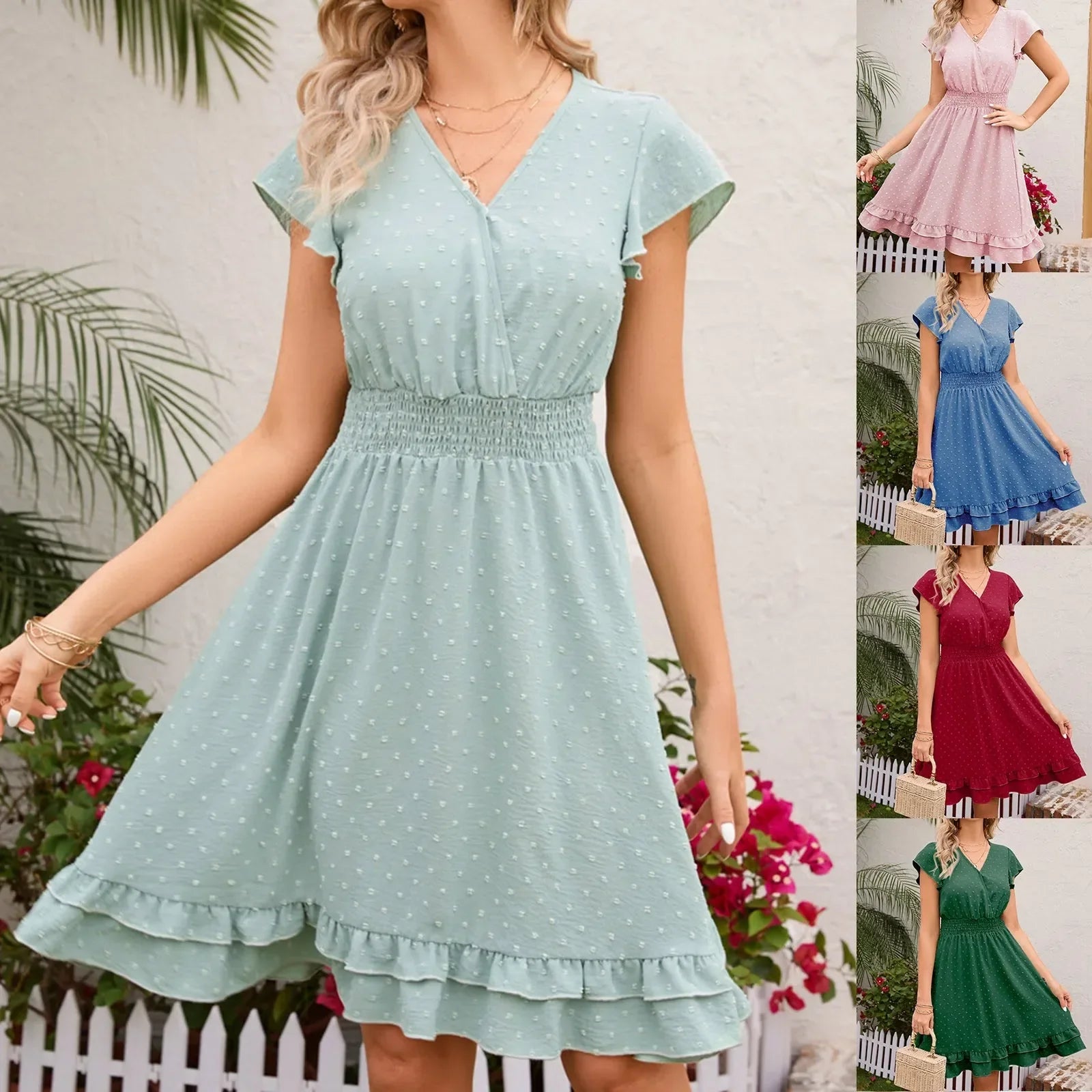 Blaues Blumen-Midikleid - Rebekah