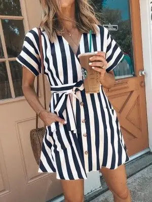 Roze Gestreiftes Minikleid - Alizabeth