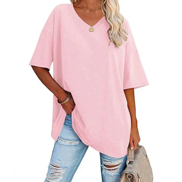 Schwarzes V-Ausschnitt T-Shirt - Yvonne