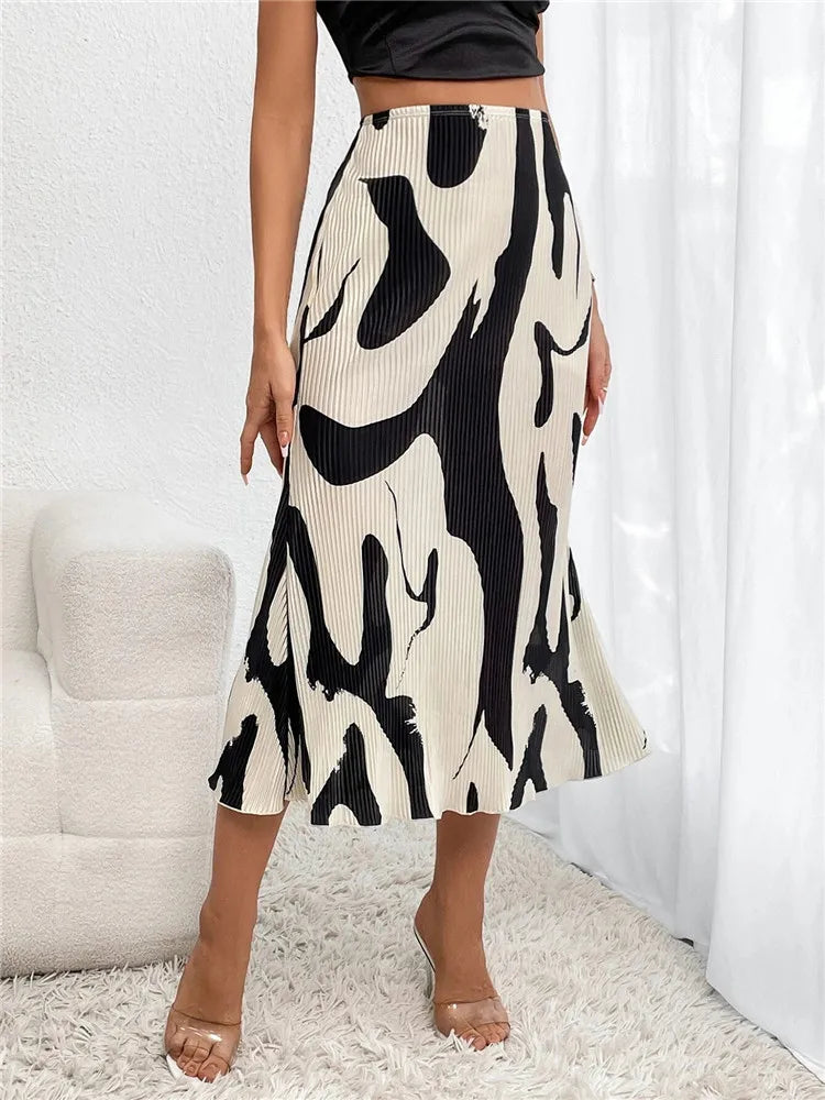 Beige Geometrische Midi-Rock - Myrta