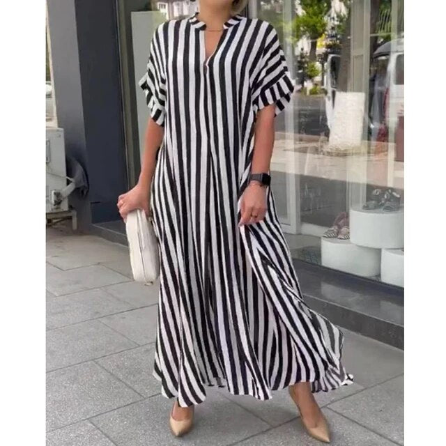 Blaues Gestreiftes Maxikleid - Laura