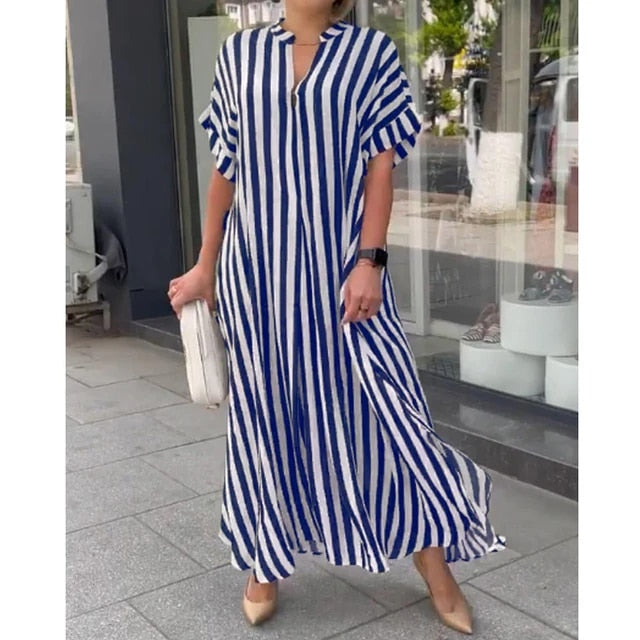 Blaues Gestreiftes Maxikleid - Laura