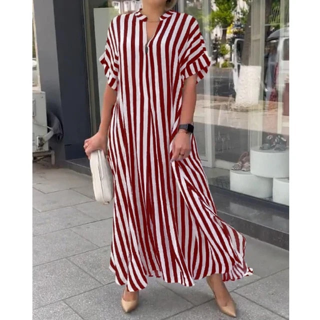 Blaues Gestreiftes Maxikleid - Laura
