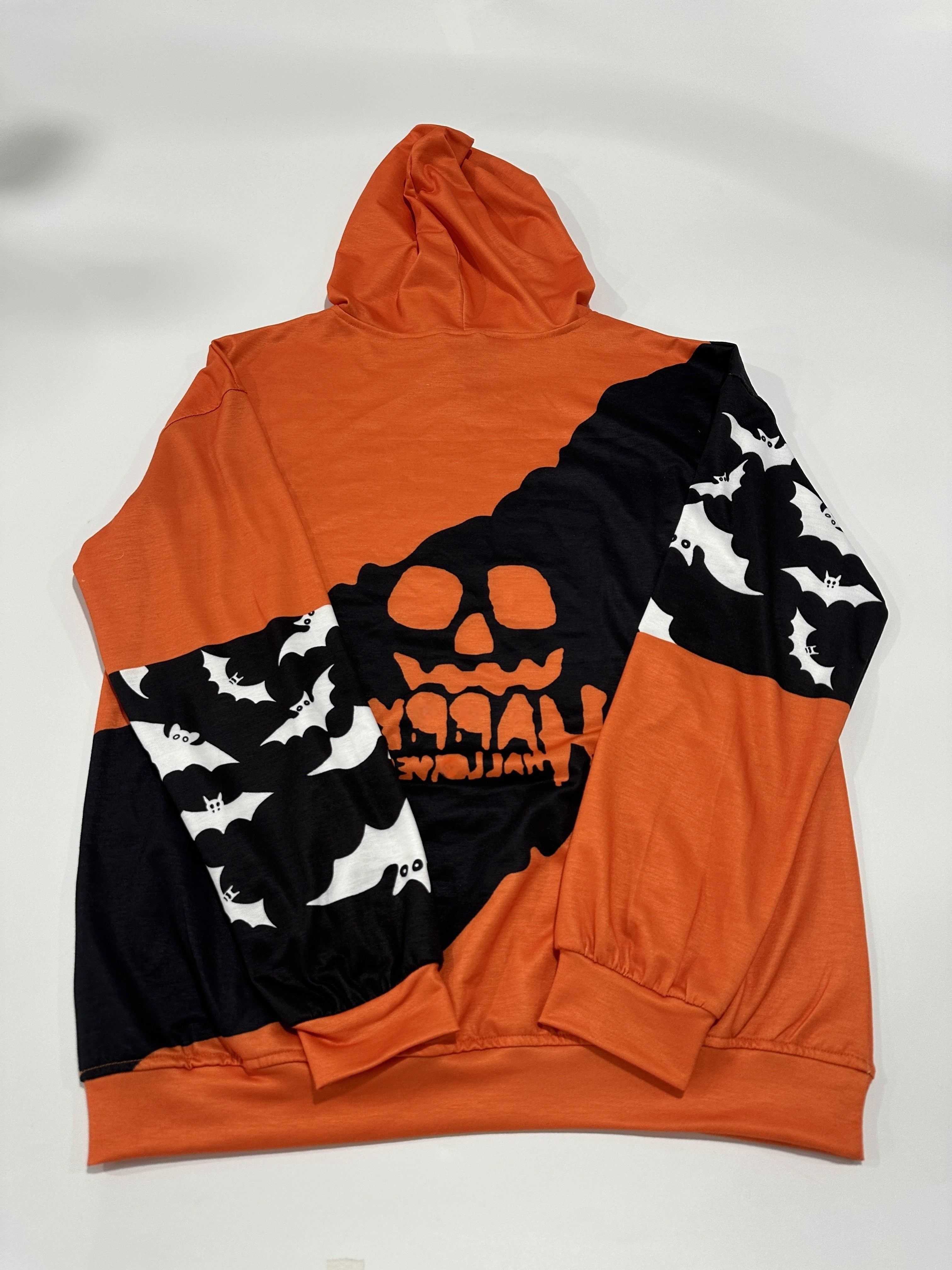 Orange Schwarze Kürbisdruck-Hoodie - Sara