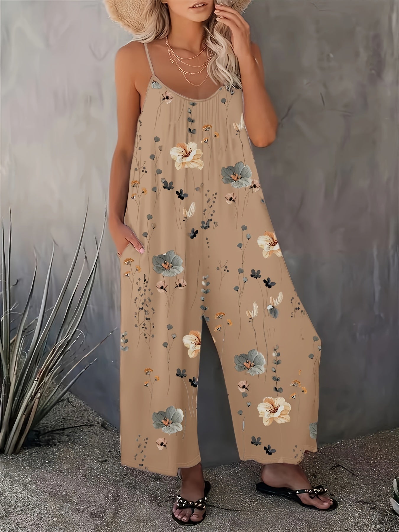 Weiße Jumpsuit mit Blumenmuster - Fleur