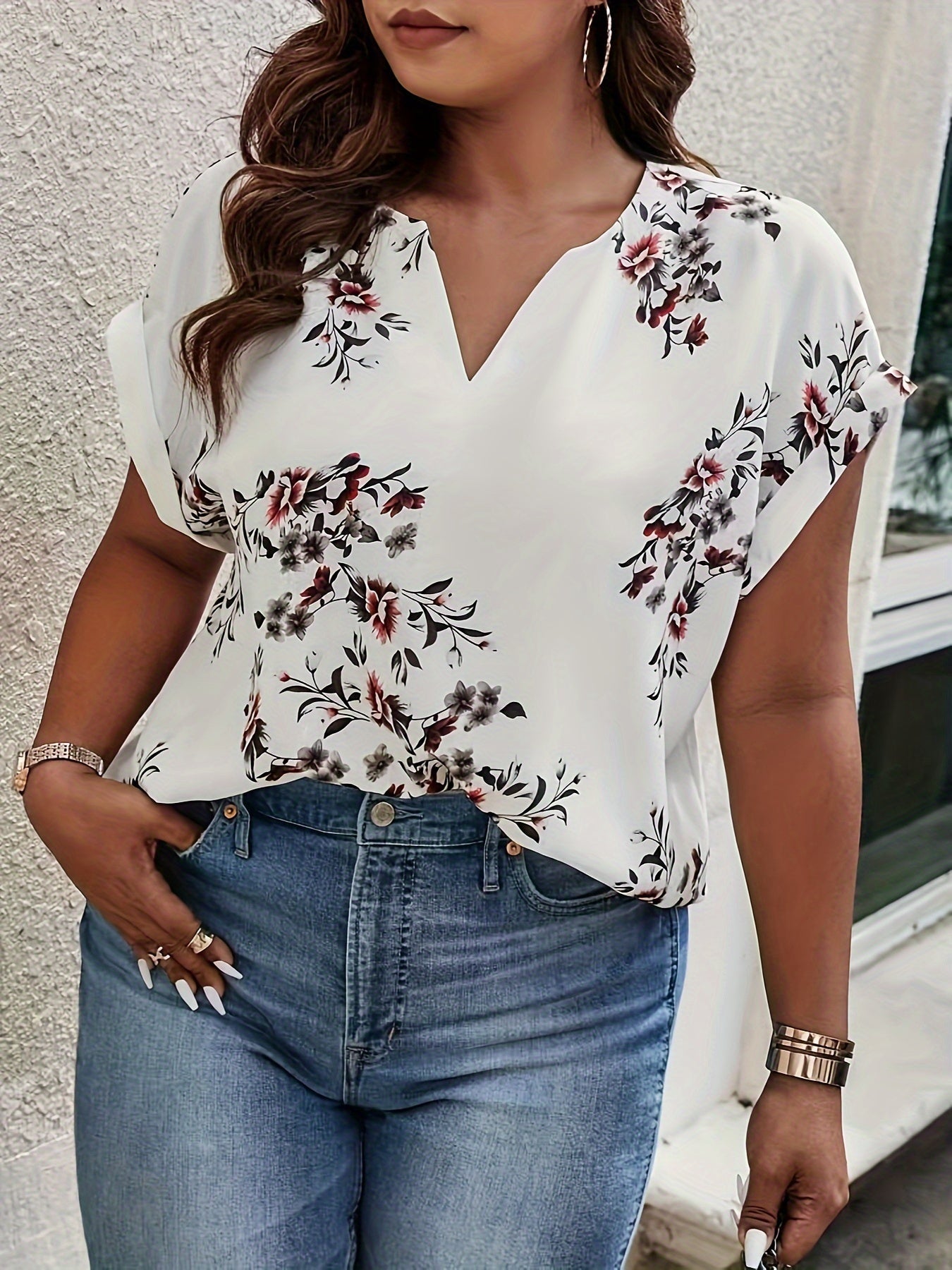 Weiße Blumenprint Bluse - Amelie