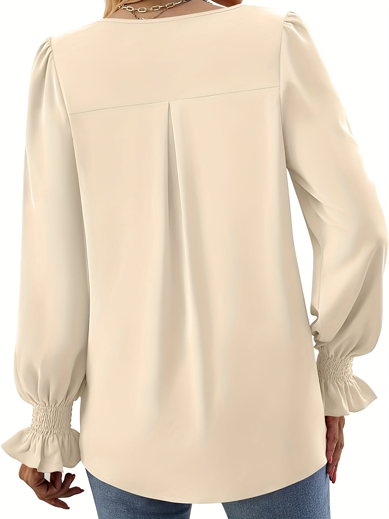 Beige Flatterärmel Bluse - Julia