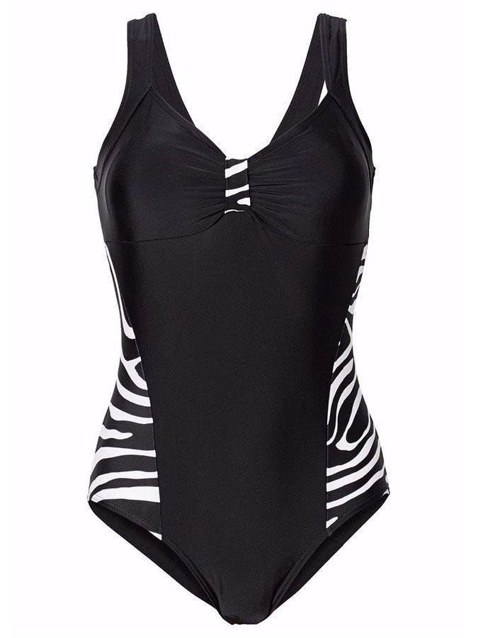 Isla - Schwarz bedruckter Badeanzug