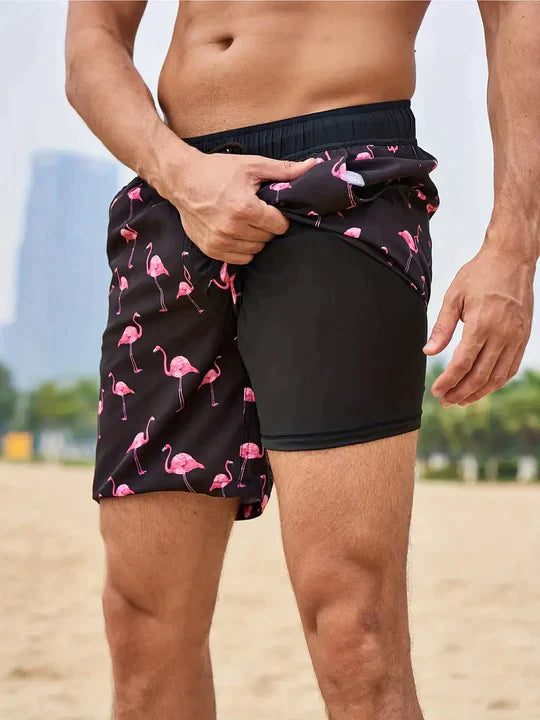 Denis - Schwarz Flamingo AquaFlex Badehose