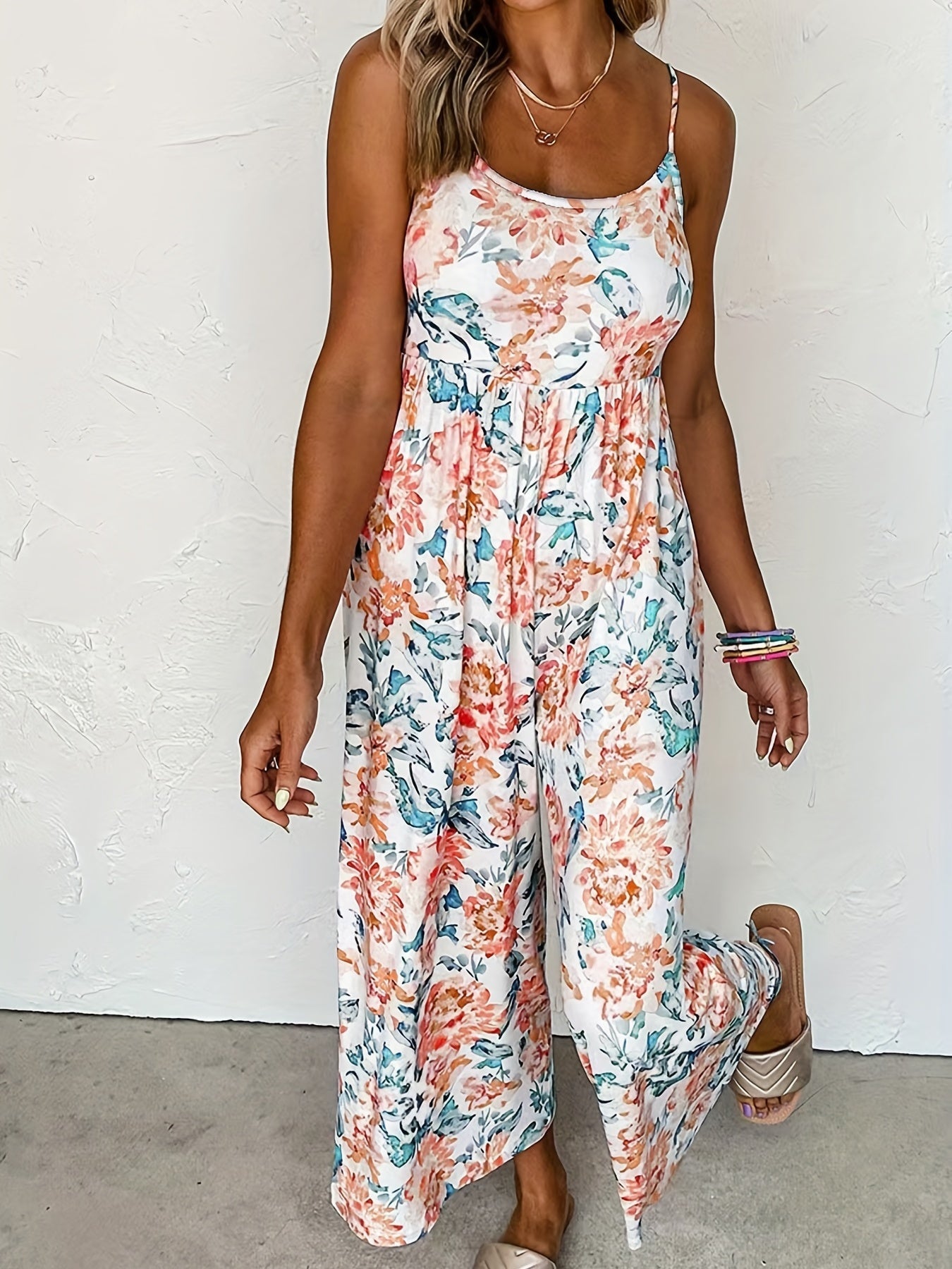 Rosa Floraler Cami-Jumpsuit - Elisa