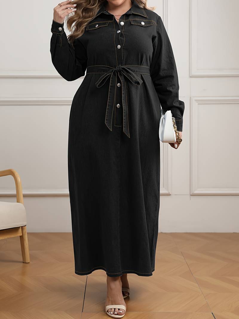 Harper - Hellblaues Denimkleid in Übergröße