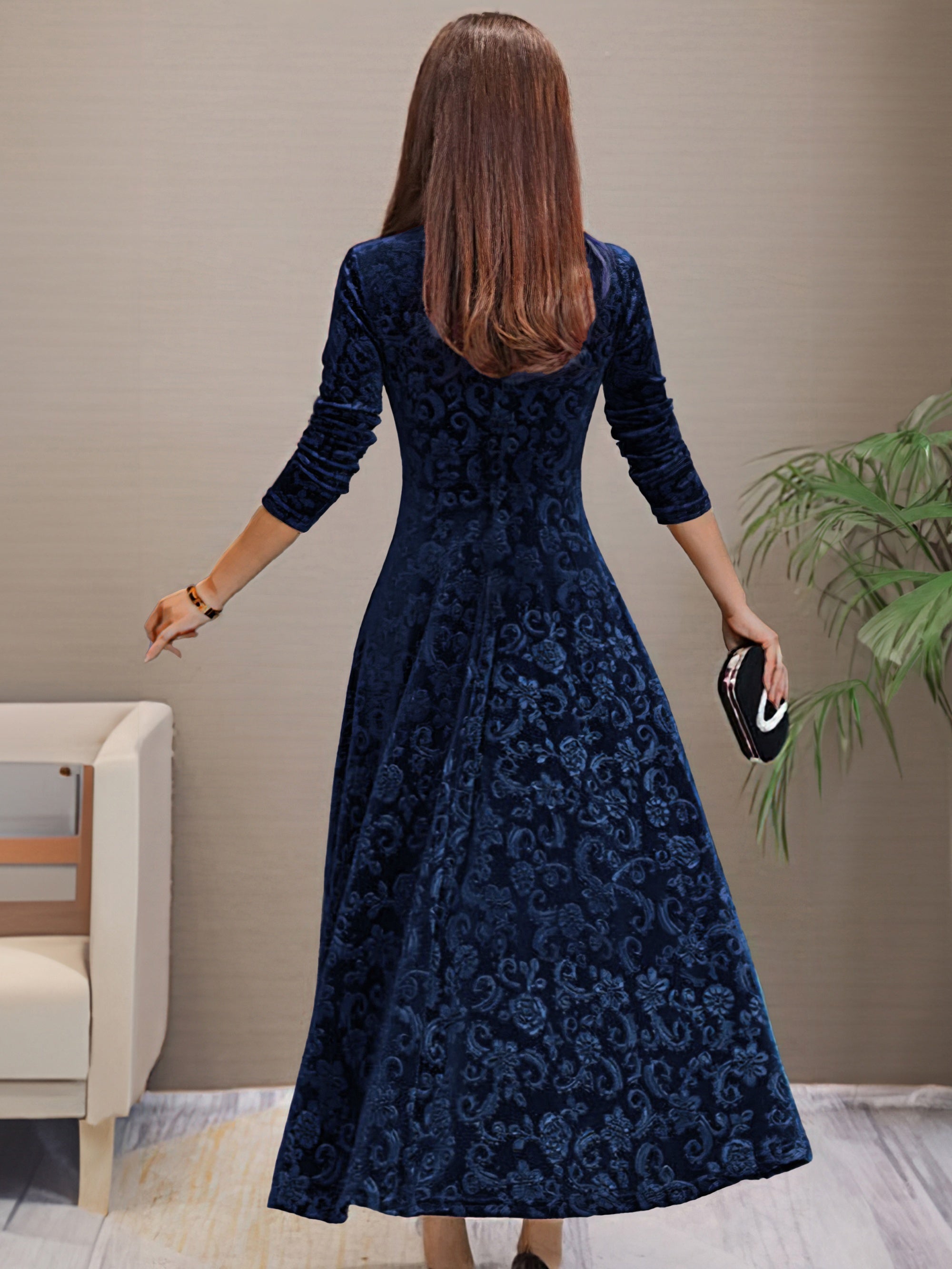 Dunkelrotes Elegantes Flared Kleid - Sophie