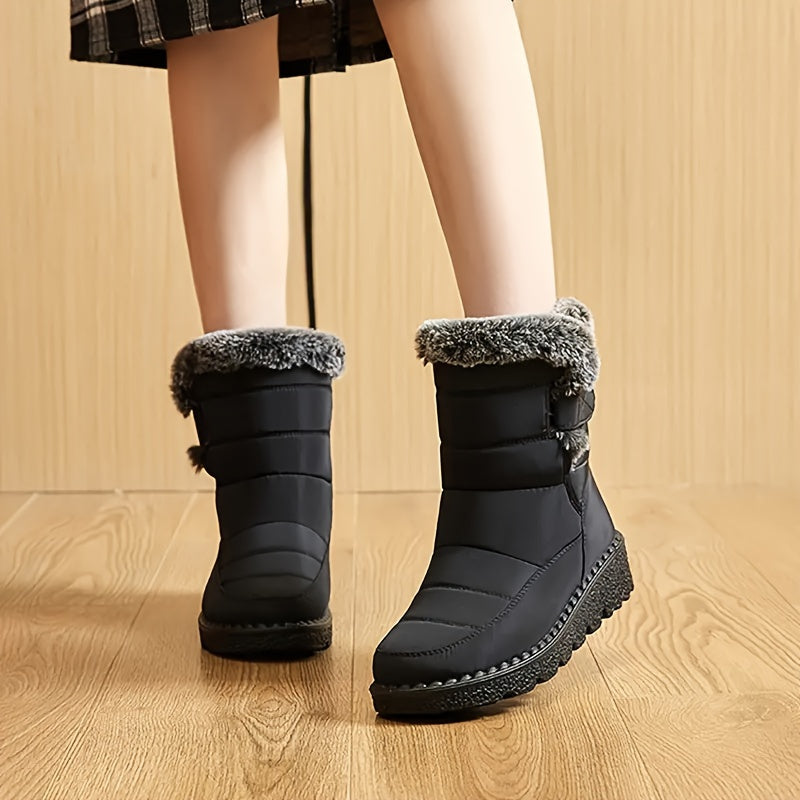 Rote wasserdichte Damen-Schneestiefel mit Plüschfutter - Anna