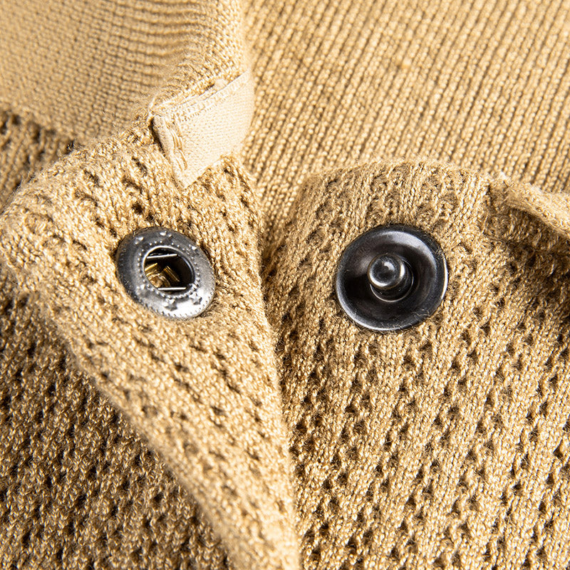 Khaki Strick-Cardigan mit Sportlichen Details - Jonas