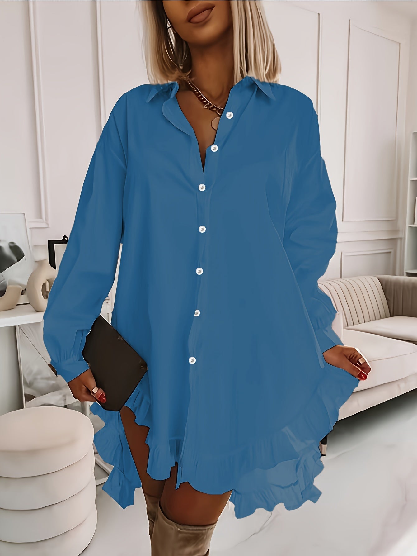 Weiße Rüschenbluse - Clara