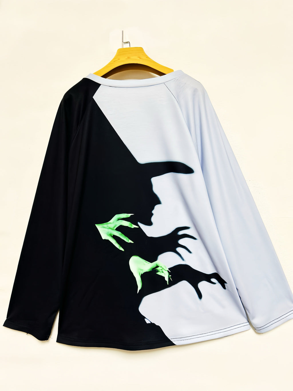 Schwarz-Weiße Farbblock Halloween T-Shirt - Liv