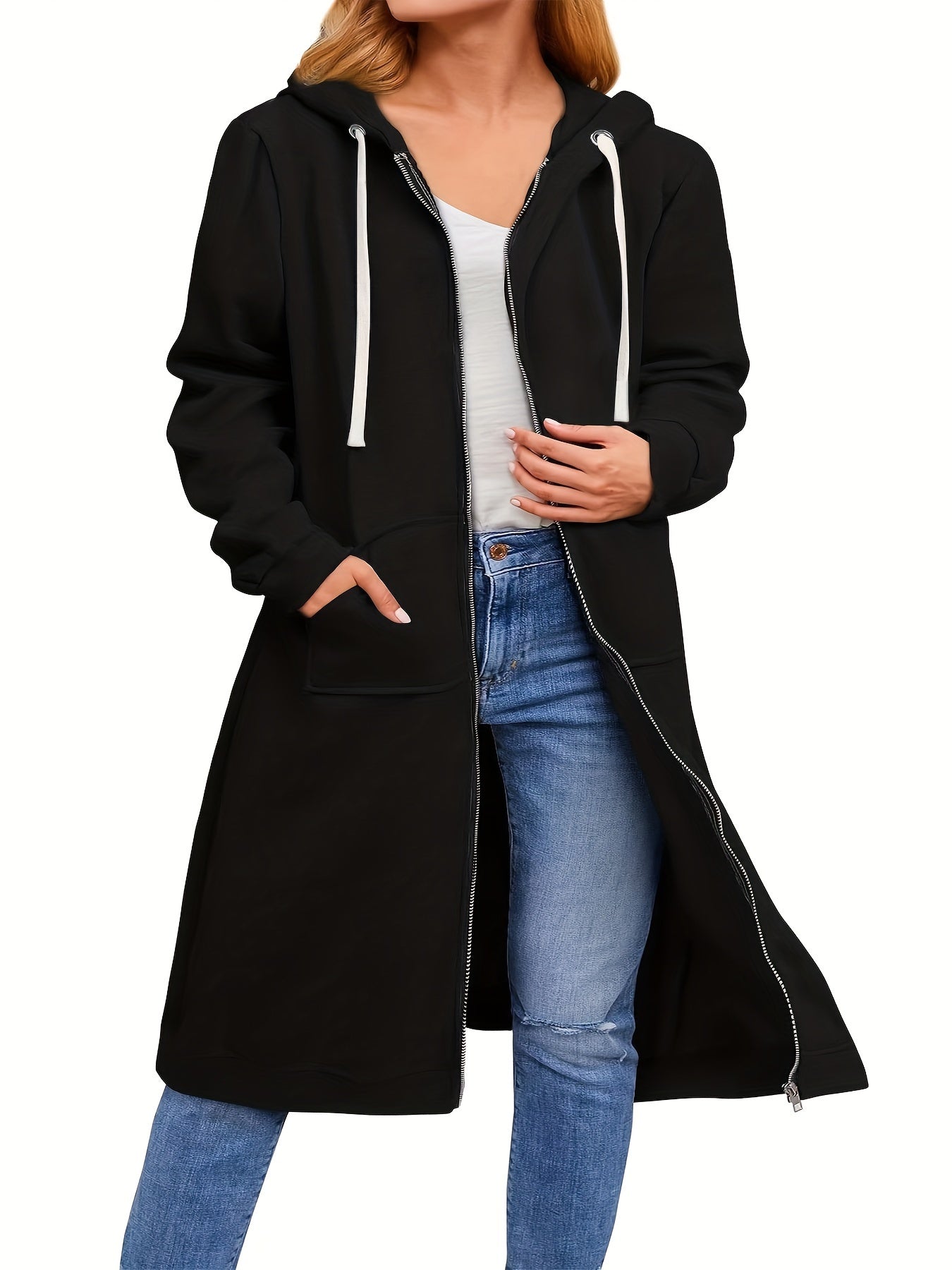 Schwarzes Kapuzen-Sweatshirt in Übergröße - Anna
