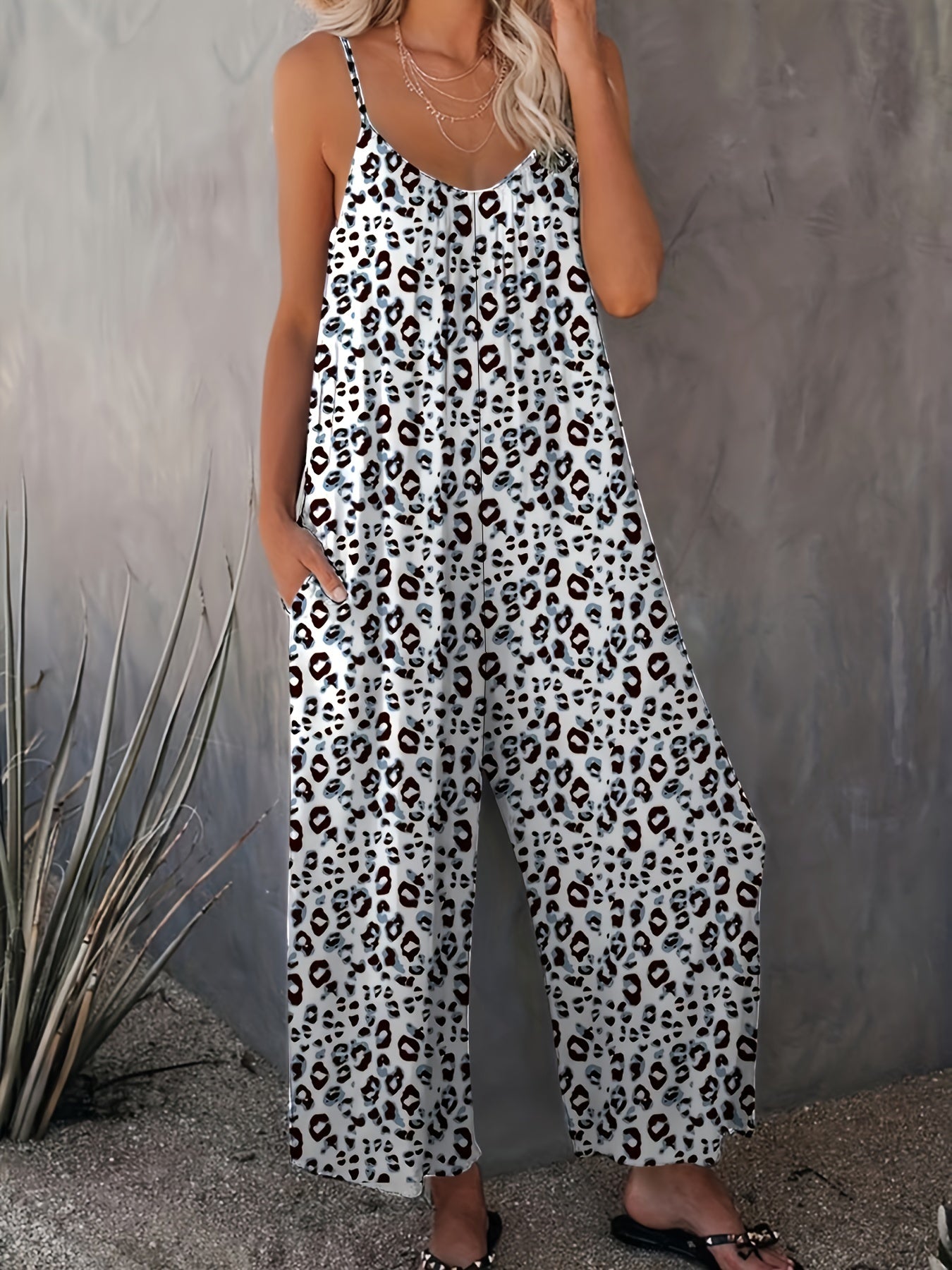 Beiger Leopard Jumpsuit - Lena
