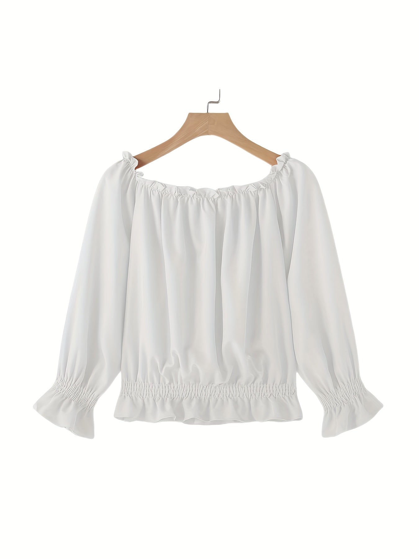 Weiße Rüschenbluse mit langen Ärmeln - Clara