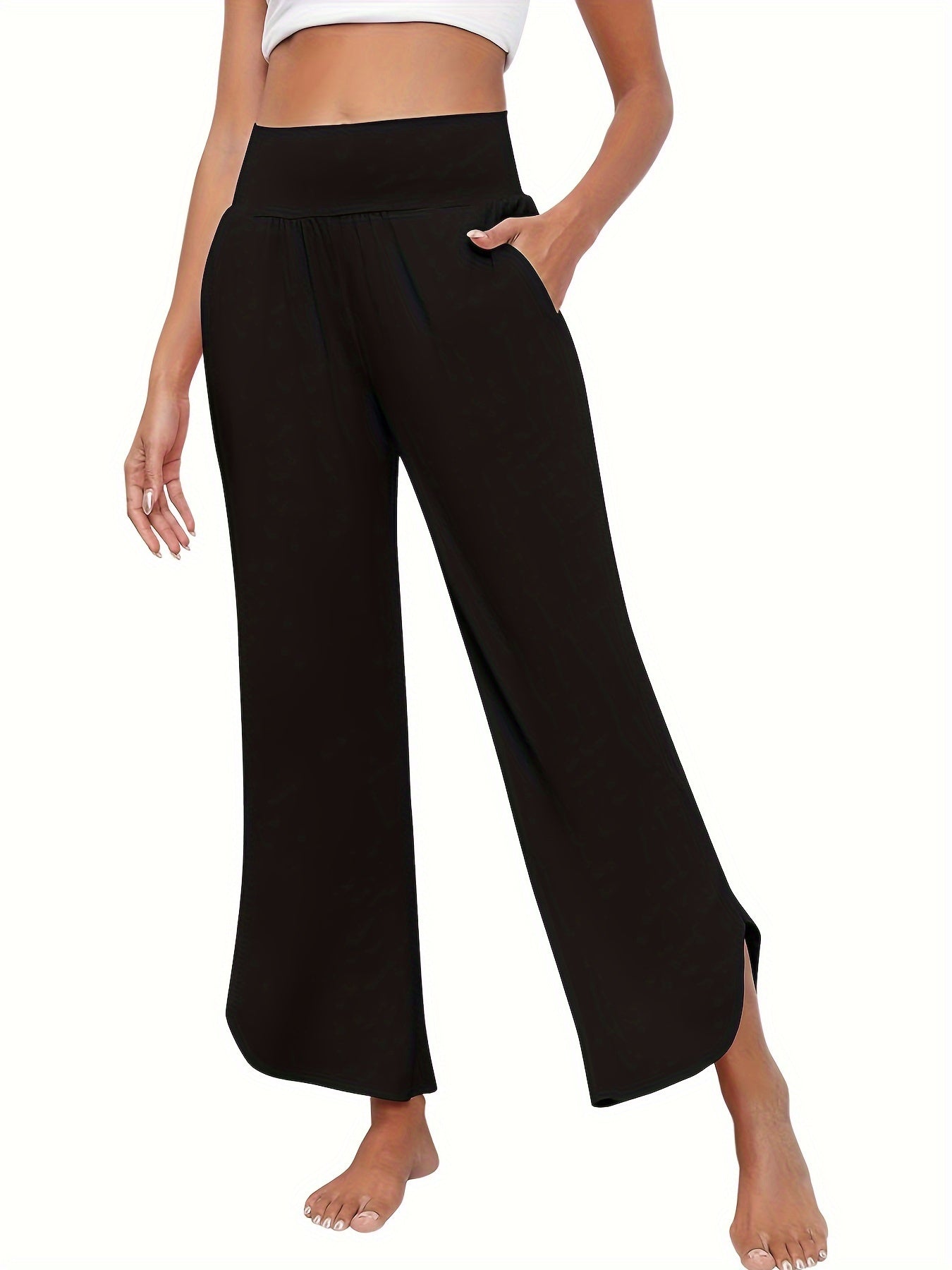 Schwarze Plus Size Rüschentaschen-Hose - Julia