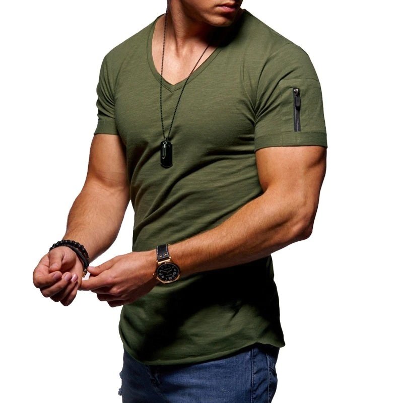 Max - Weißes V-Ausschnitt T-Shirt für Fitness und Bodybuilding