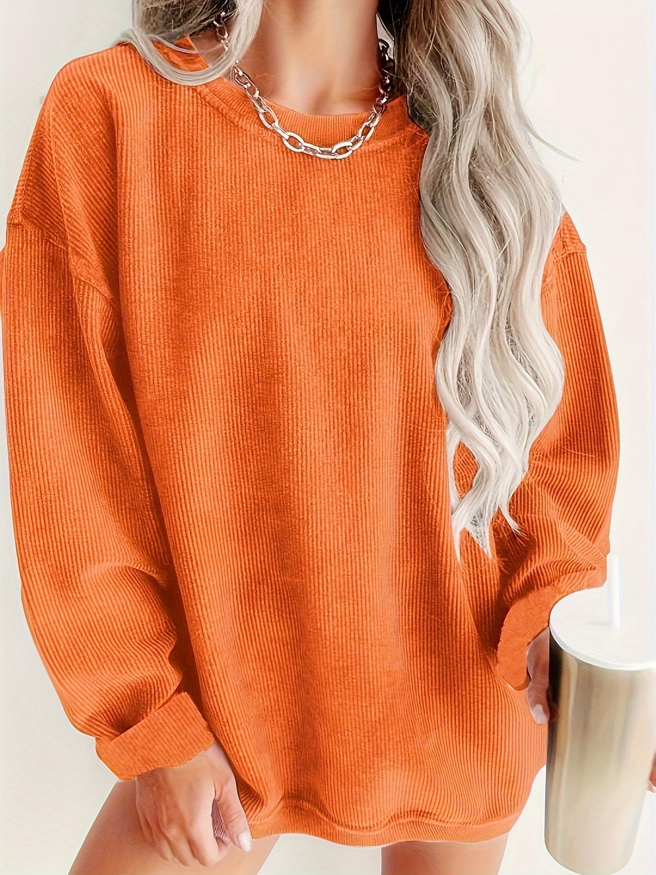 Dunkelgrauer Gerippter Pullover – Emma