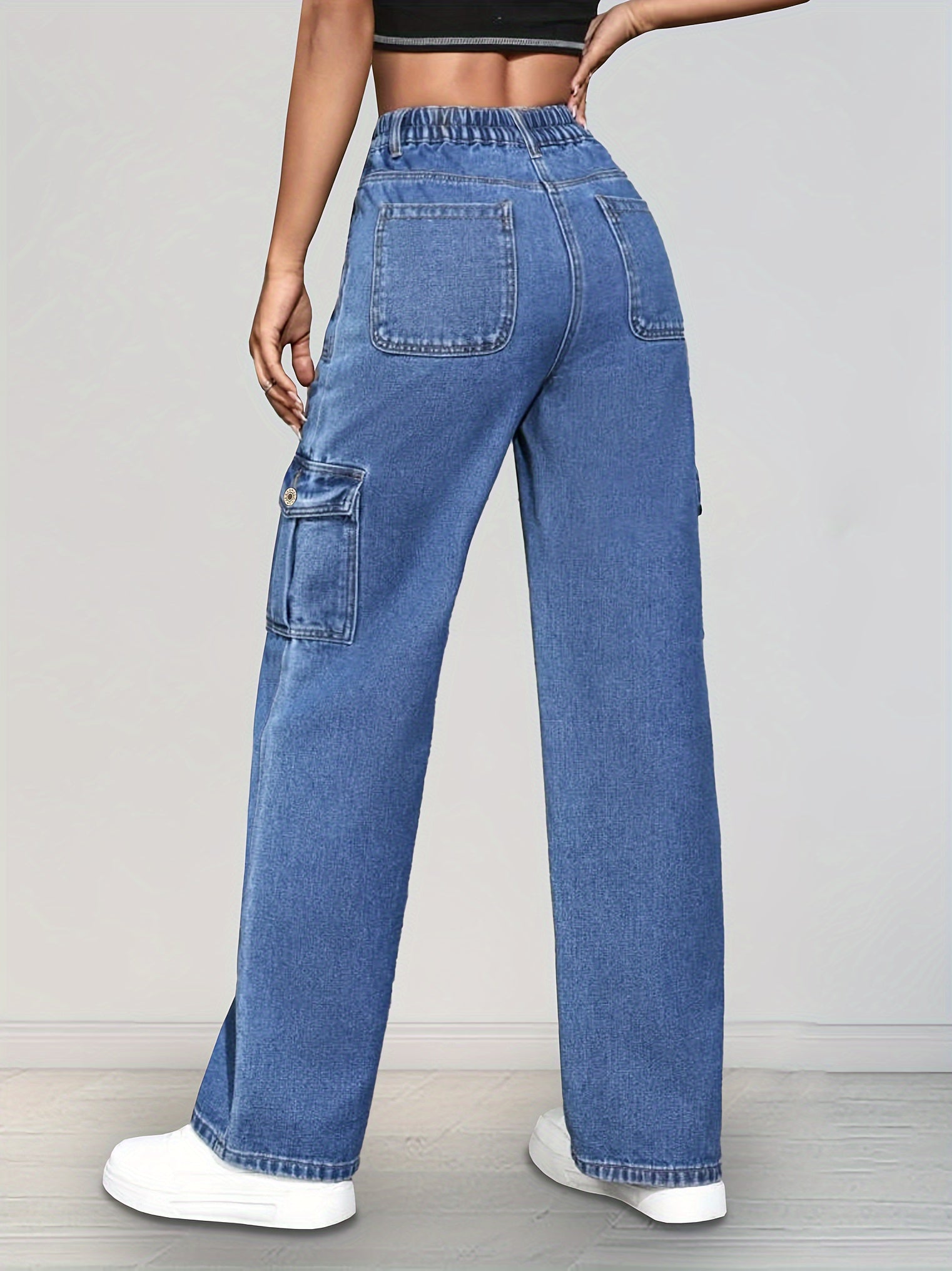 Hellblaue Lockere Cargo-Jeans - Nova