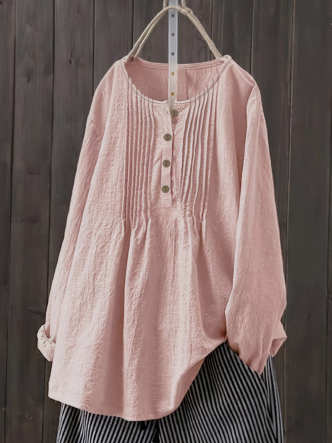 Rosa Knopf-Front Bluse - Sophie