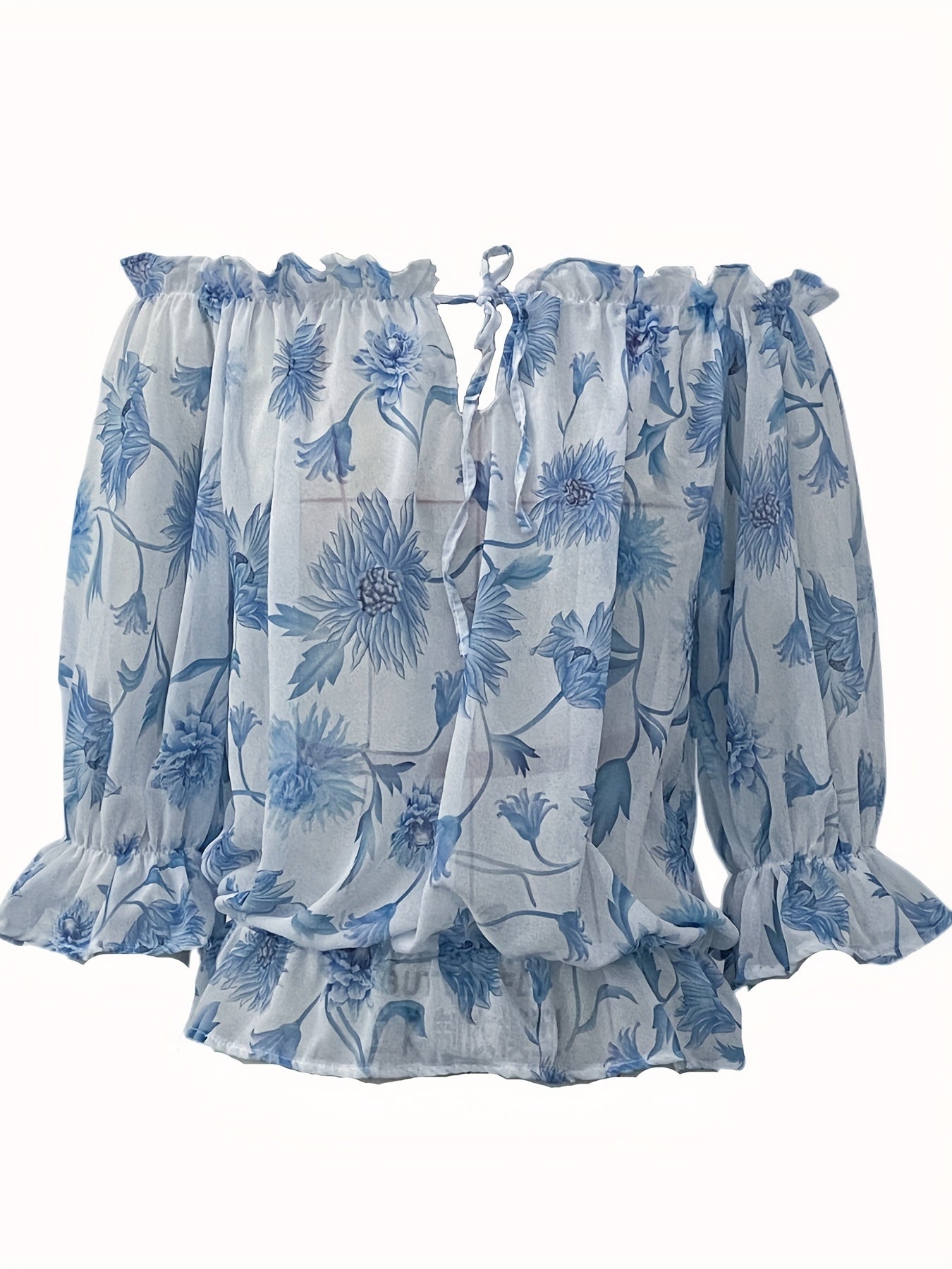 Rosa Rüschenbluse mit Blumenmuster - Olivia
