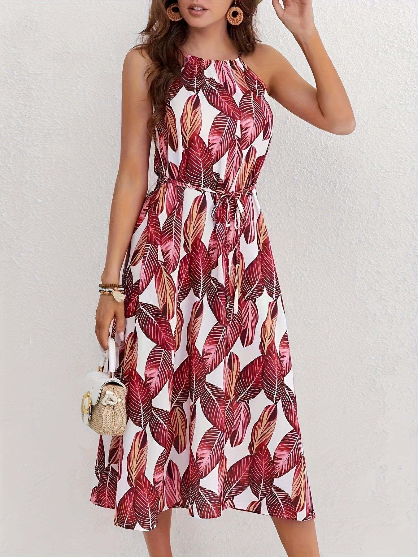 Grünes Strandkleid mit Blättermuster - Emma