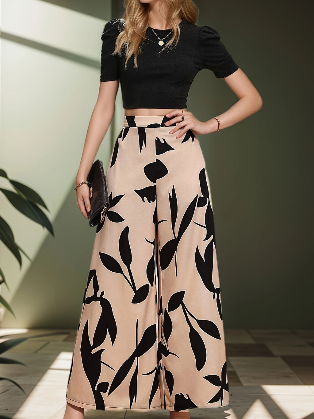 Schwarzes Blätter-Set - Clara