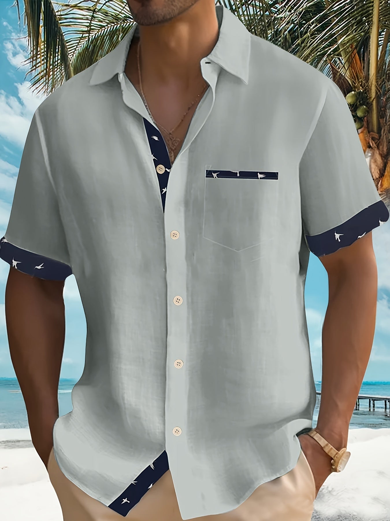 Hellblaues Farbkombination-Hemd - Tom