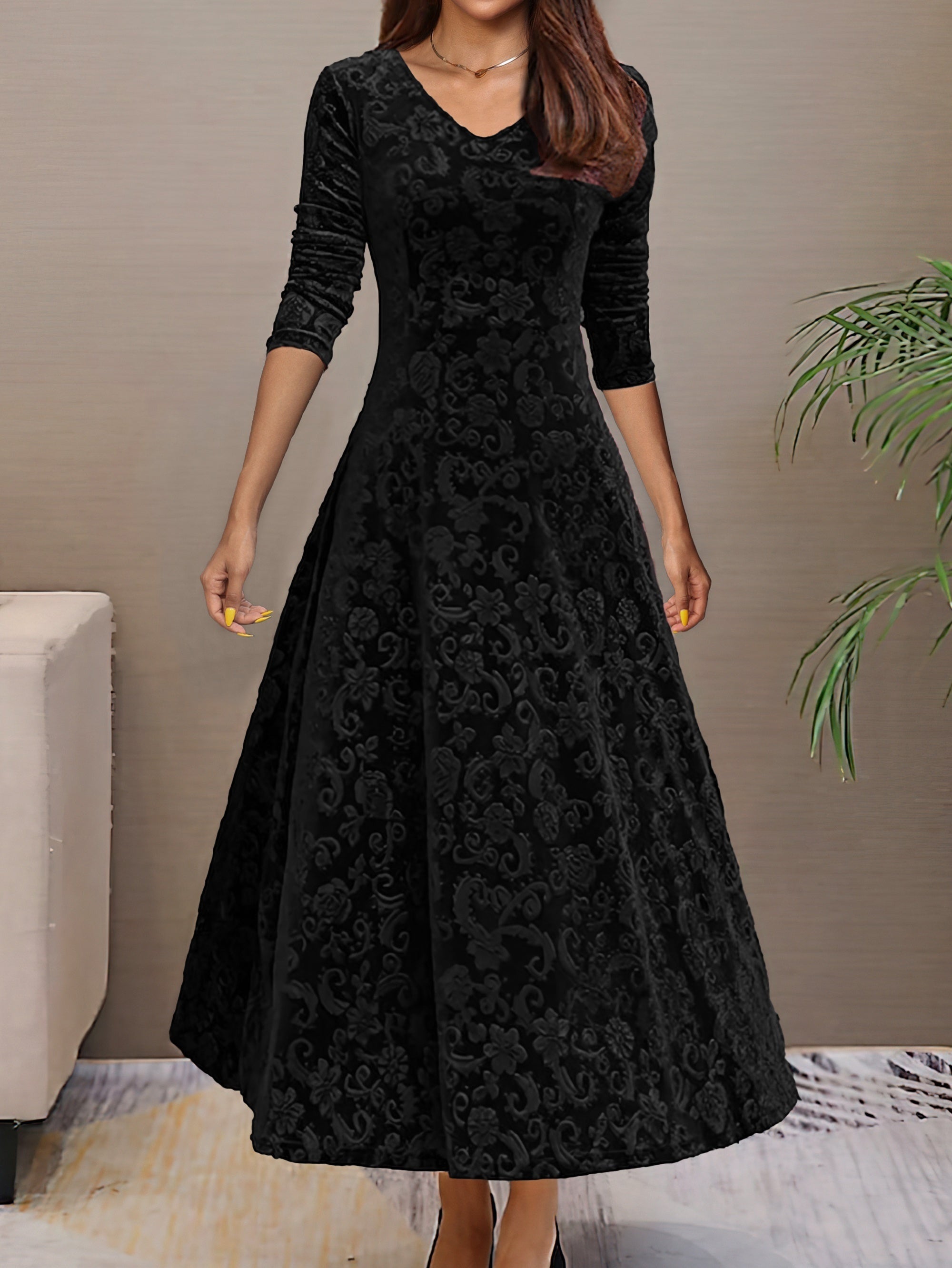 Dunkelrotes Elegantes Flared Kleid - Sophie