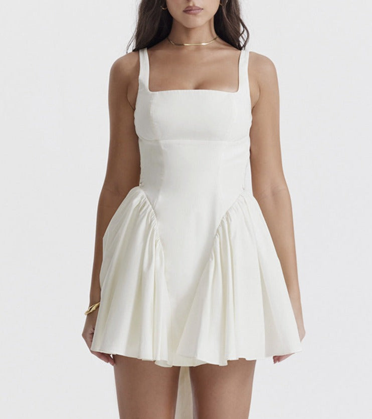 Elise - Weißes Minikleid mit Schleifendetail