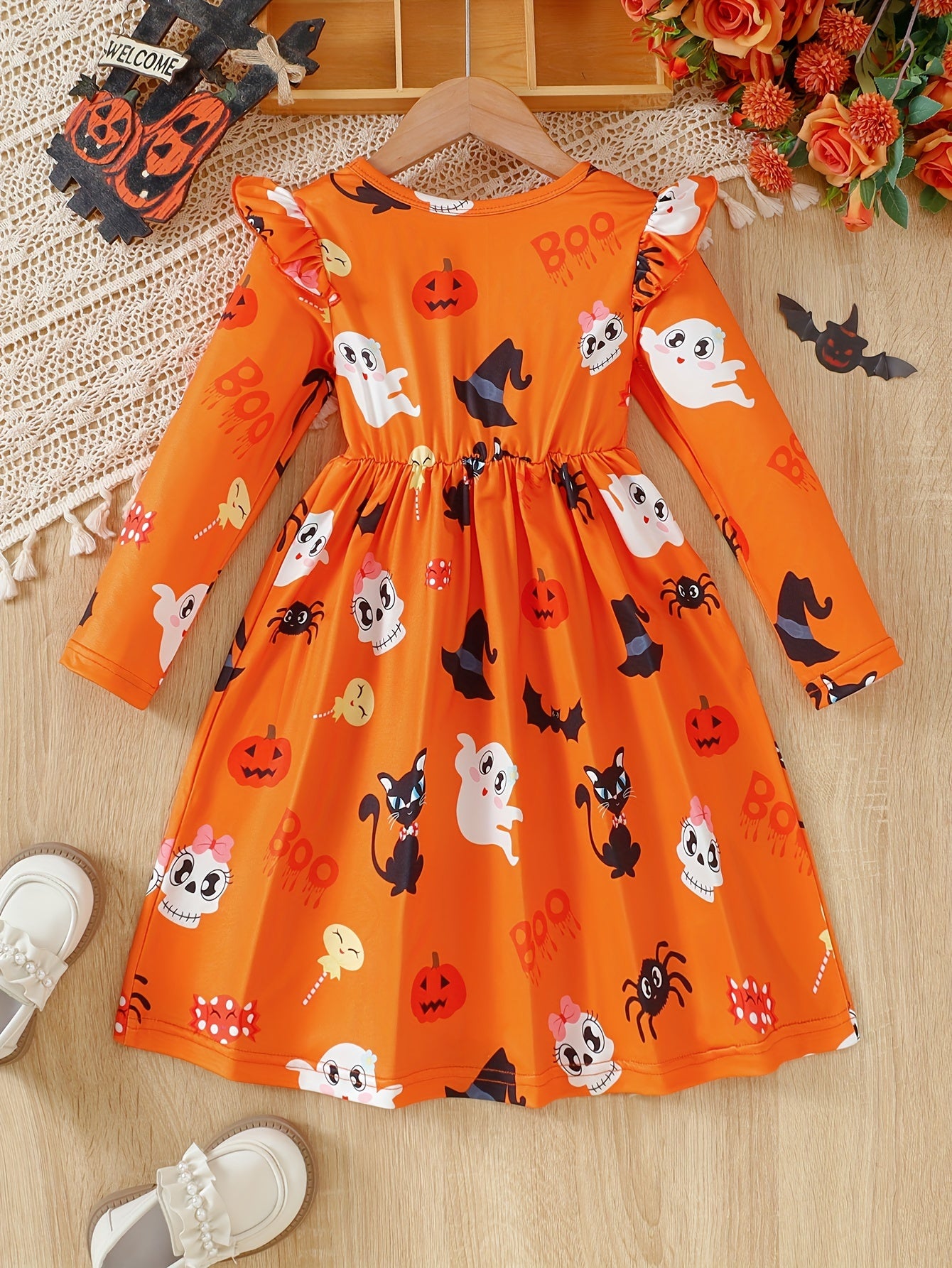 Halloween Rüschenkleid in Rot-Orange - Lilly