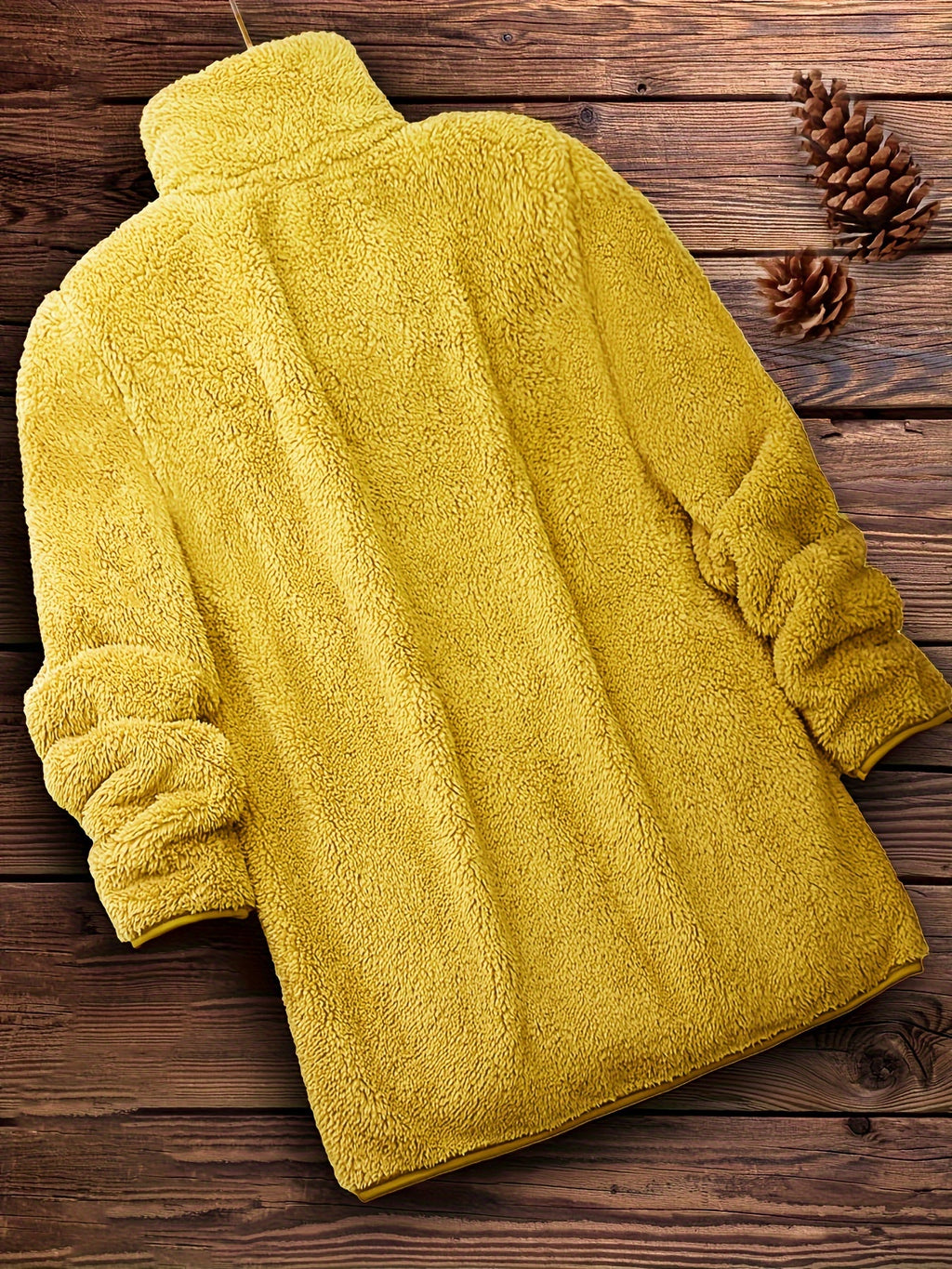 Khaki Teddy Mantel mit Reißverschluss - Lisa