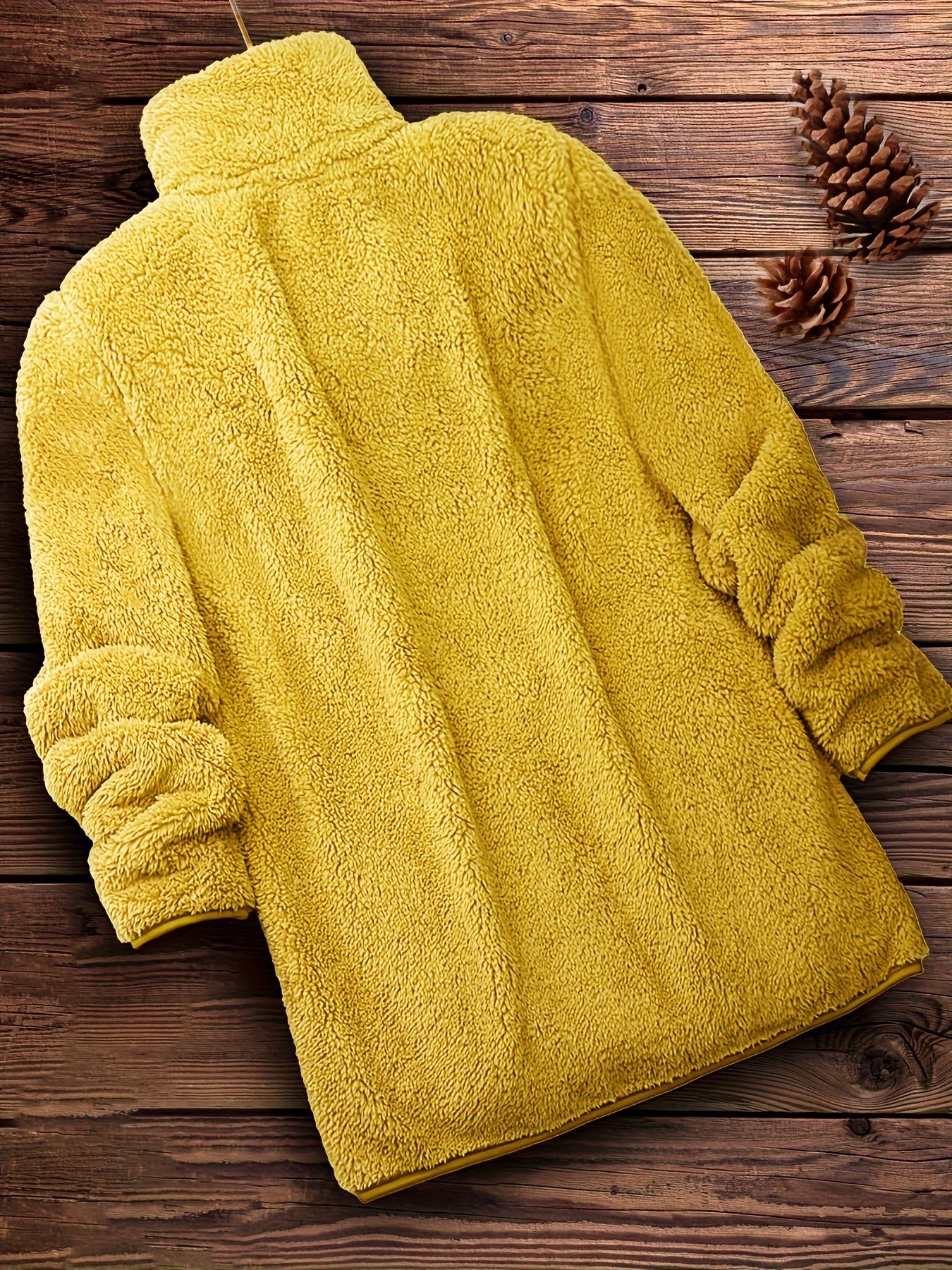 Khaki Teddy Mantel mit Reißverschluss - Lisa