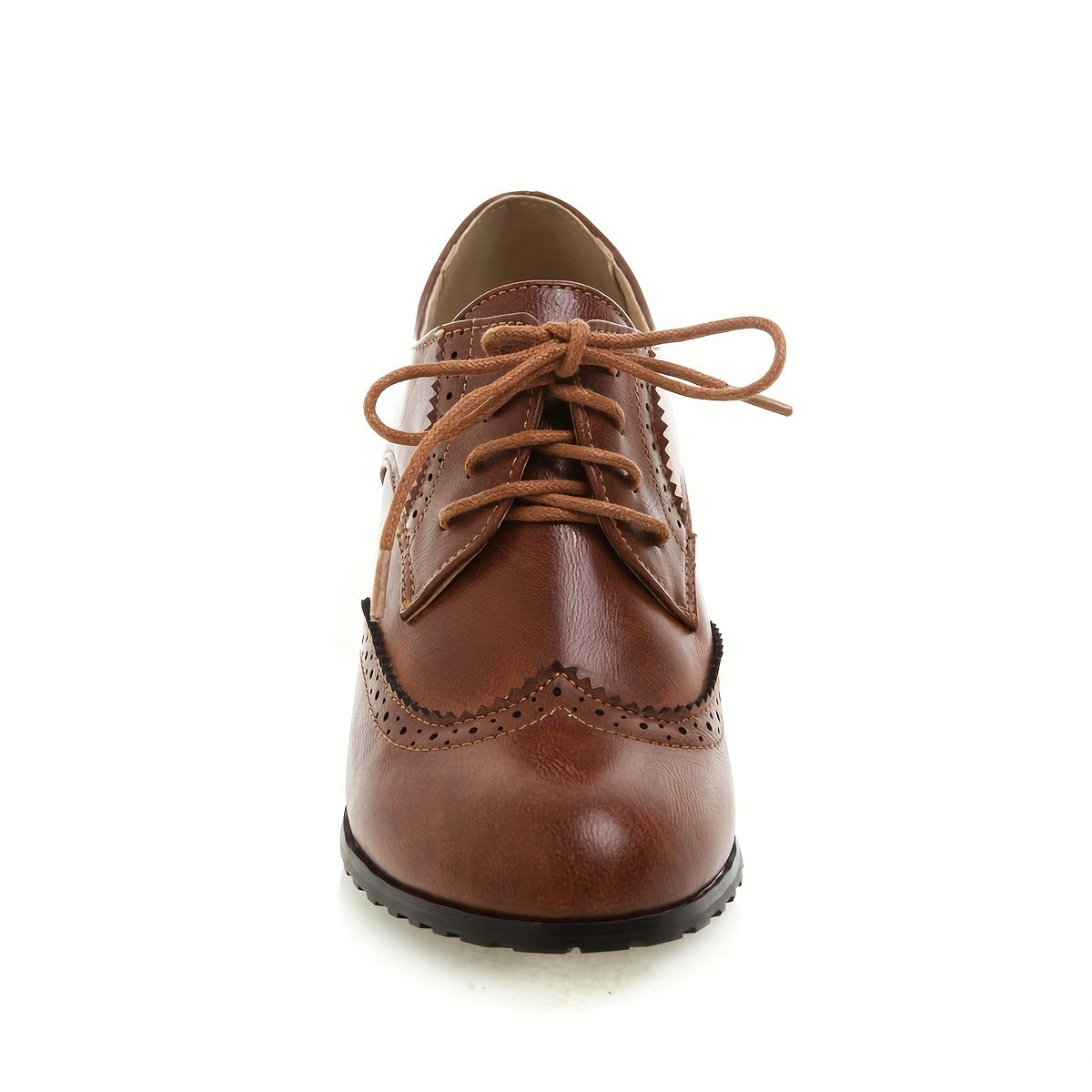 Dunkelbraune Retro Brogues mit Blockabsatz - Clara