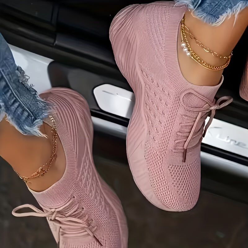 Weiße Mesh Schnürsneakers - Mila