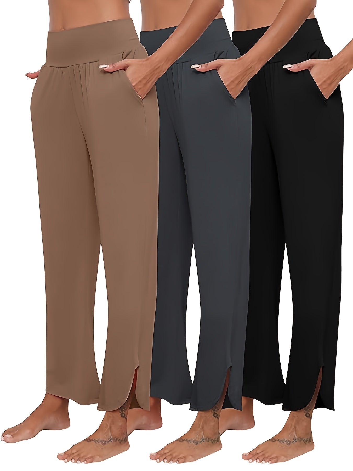 Schwarze Plus Size Rüschentaschen-Hose - Julia