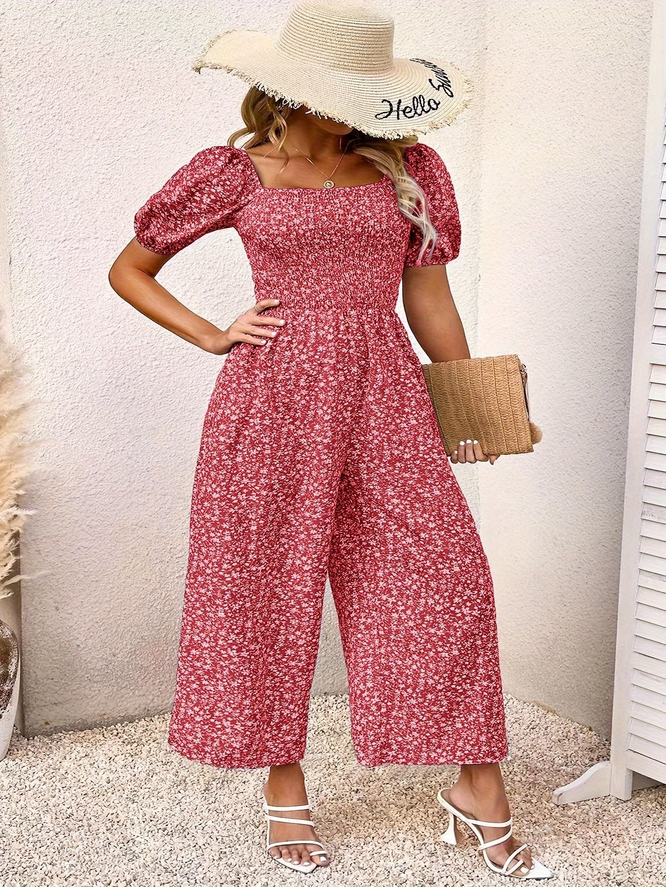 Blauer Floraler Jumpsuit - Sophia