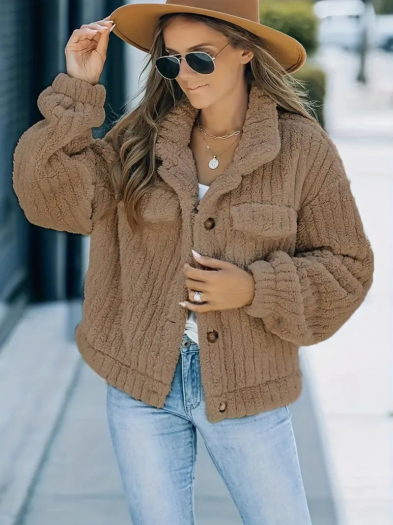 Apricot Kunstfell Truckerjacke - Lea