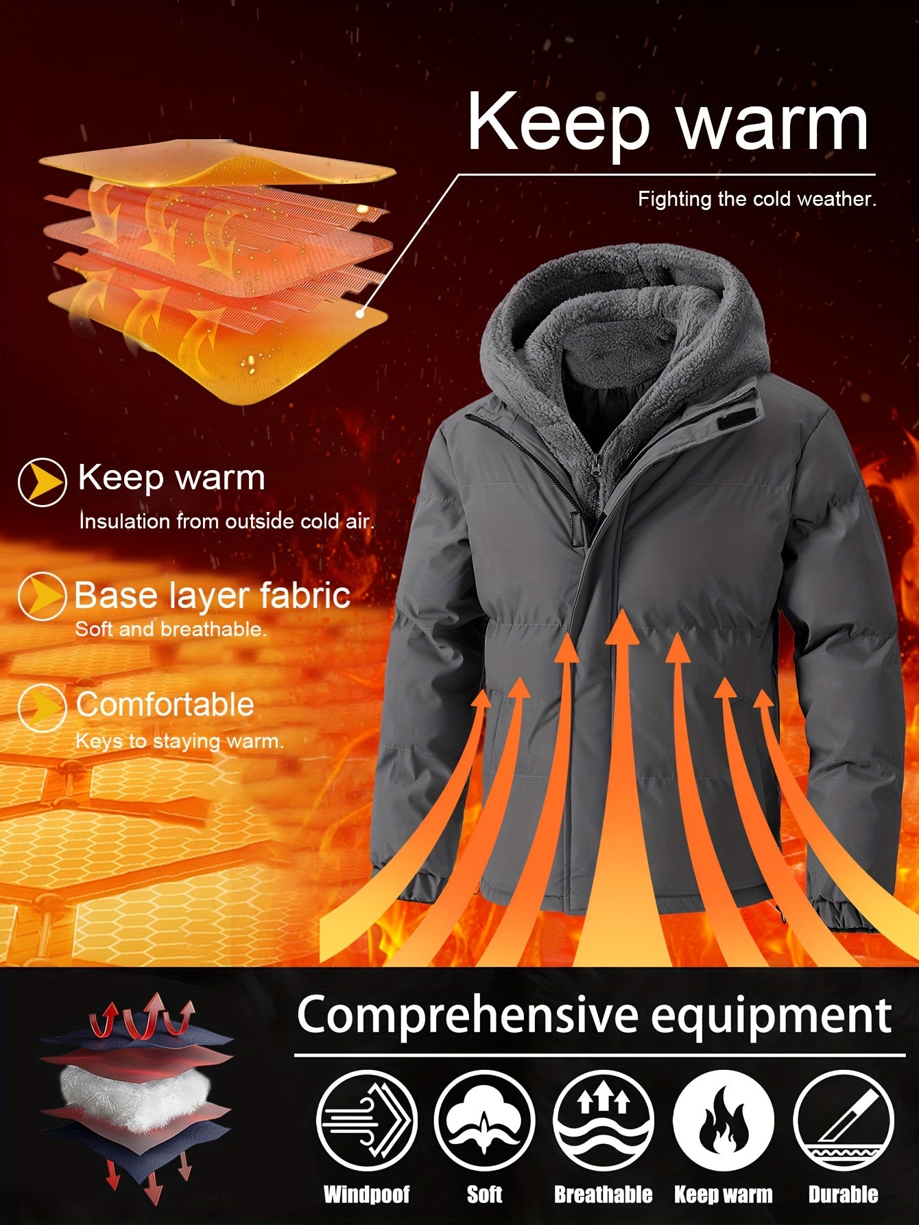 Schwarze Fleece-Kapuzenjacke – Ben